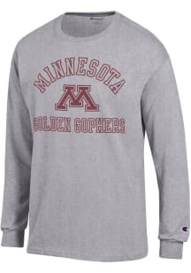 Champion Minnesota Golden Gophers Grey Number 1 Graphic Long Sleeve T Shirt