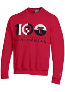 Champion Texas Tech Red Raiders Mens Red 100 Year Centennial Long Sleeve Crew Sweatshirt