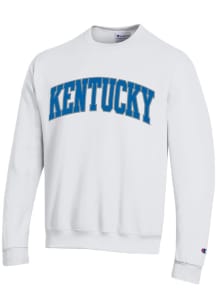 Champion Kentucky Wildcats Mens White Twill Arch Name Long Sleeve Crew Sweatshirt