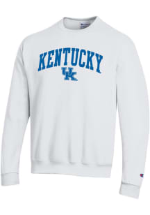 Champion Kentucky Wildcats Mens White Versa Twill Arch Mascot Long Sleeve Crew Sweatshirt