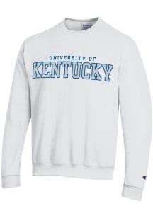 Champion Kentucky Wildcats Mens White Wordmark Long Sleeve Crew Sweatshirt