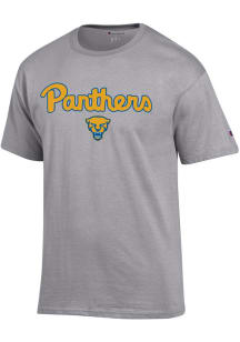 Champion Pitt Panthers Grey Mascot Name Short Sleeve T Shirt