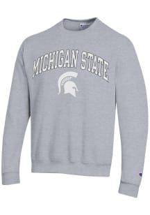 Champion Michigan State Spartans Mens Grey Arch Mascot Long Sleeve Crew Sweatshirt
