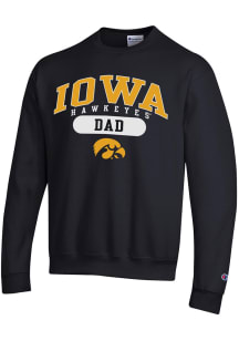 Mens Iowa Hawkeyes Black Champion Dad Pill Crew Sweatshirt