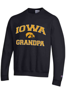 Mens Iowa Hawkeyes Black Champion Number One Grandpa Crew Sweatshirt