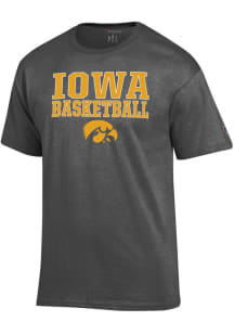 Champion Iowa Hawkeyes Charcoal Stacked Basketball Short Sleeve T Shirt