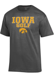 Champion Iowa Hawkeyes Charcoal Stacked Golf Short Sleeve T Shirt