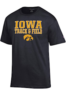 Iowa Hawkeyes Black Champion Stacked Track and Field Short Sleeve T Shirt