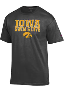 Champion Iowa Hawkeyes Charcoal Stacked Swim and Dive Short Sleeve T Shirt