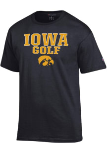 Champion Iowa Hawkeyes Black Stacked Golf Short Sleeve T Shirt