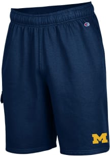 Mens Michigan Wolverines Navy Blue Champion Stadium Fleece Cargo Shorts