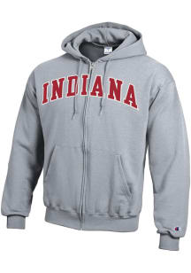 Champion Indiana Hoosiers Mens Grey Twill Arch Name Long Sleeve Full Zip Jacket