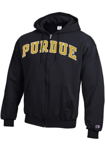 Champion Purdue Boilermakers Mens Black Twill Arch Name Long Sleeve Full Zip Jacket