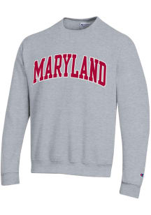Mens Maryland Terrapins Grey Champion Arch Name Crew Sweatshirt