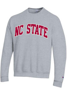 Champion NC State Wolfpack Mens Grey Arch Name Long Sleeve Crew Sweatshirt
