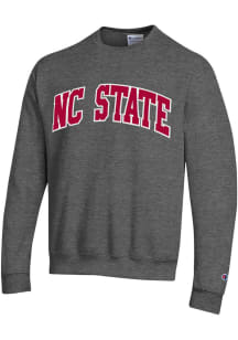 Champion NC State Wolfpack Mens Charcoal Arch Name Long Sleeve Crew Sweatshirt