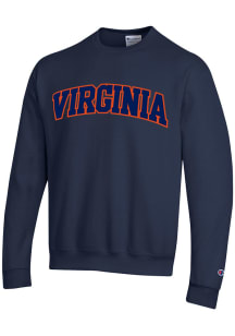 Champion Virginia Cavaliers Mens Navy Blue Arch Name Long Sleeve Crew Sweatshirt