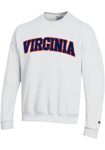 Champion Virginia Cavaliers Mens White Arch Name Long Sleeve Crew Sweatshirt