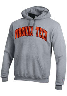 Champion Virginia Tech Hokies Mens Grey Arch Name Long Sleeve Hoodie
