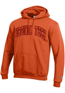 Champion Virginia Tech Hokies Mens Orange Arch Name Long Sleeve Hoodie