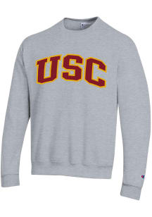 Champion USC Trojans Mens Grey Arch Name Long Sleeve Crew Sweatshirt
