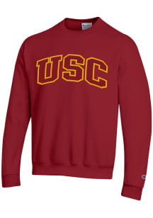 Champion USC Trojans Mens Cardinal Arch Name Long Sleeve Crew Sweatshirt