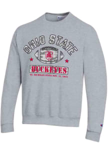 Champion Ohio State Buckeyes Mens Grey Pill Military Appreciation Long Sleeve Crew Sweatshirt