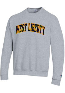 Champion West Liberty Hilltoppers Mens Grey Arch Name Long Sleeve Crew Sweatshirt