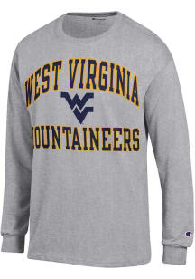 Champion West Virginia Mountaineers Grey No 1 Graphic Long Sleeve T Shirt
