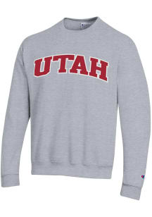 Champion Utah Utes Mens Grey Arch Name Long Sleeve Crew Sweatshirt