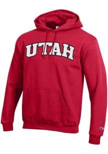 Champion Utah Utes Mens Red Arch Name Long Sleeve Hoodie