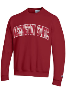 Champion Washington State Cougars Mens Crimson Arch Name Long Sleeve Crew Sweatshirt