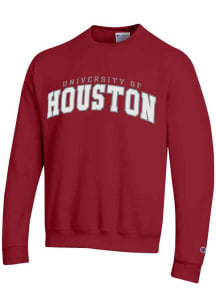 Champion Houston Cougars Mens Red Arch Name Long Sleeve Crew Sweatshirt