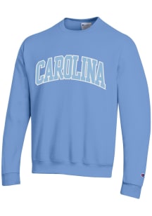 Champion North Carolina Tar Heels Mens Light Blue Arch Name Long Sleeve Crew Sweatshirt