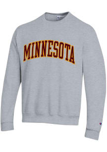 Champion Minnesota Golden Gophers Mens Grey Arch Name Long Sleeve Crew Sweatshirt
