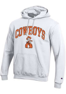 Champion Oklahoma State Cowboys Mens White Vault Arch Mascot Long Sleeve Hoodie