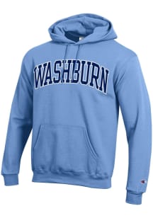 Champion Washburn Ichabods Mens Light Blue Arch Twill Long Sleeve Hoodie