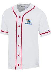 Champion Kansas Jayhawks Mens White Super Fan Button Down Jersey