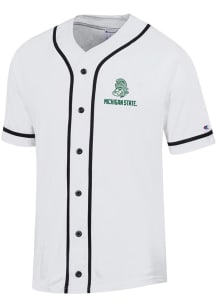 Mens Michigan State Spartans White Champion Super Fan Button Down Jersey