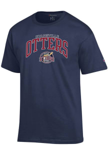 Champion Evansville Otters Navy Blue Team Name and Logo Short Sleeve T Shirt