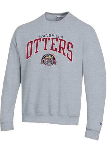 Champion Evansville Otters Mens Grey Team Name and Logo Long Sleeve Crew Sweatshirt