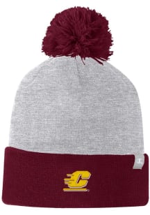 Champion Central Michigan Chippewas Grey Two Color Cuffed Beanie Pom Mens Knit Hat