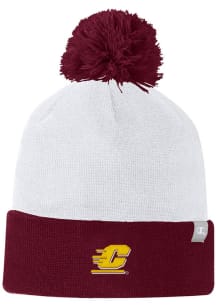 Champion Central Michigan Chippewas White Two Color Cuffed Beanie Pom Mens Knit Hat