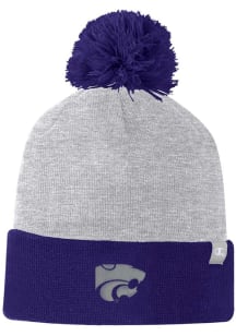 Champion K-State Wildcats Grey Two Color Cuffed Beanie Pom Mens Knit Hat