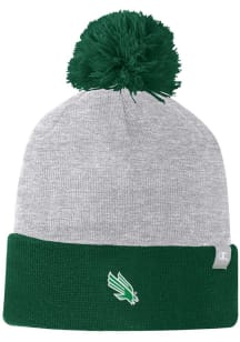 Champion North Texas Mean Green Grey Two Color Cuffed Beanie Pom Mens Knit Hat