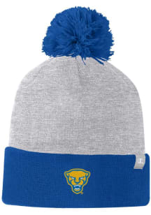 Champion Pitt Panthers Grey Two Color Cuffed Beanie Pom Mens Knit Hat