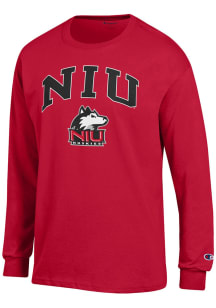 Champion Northern Illinois Huskies Red Arch Mascot Long Sleeve T Shirt