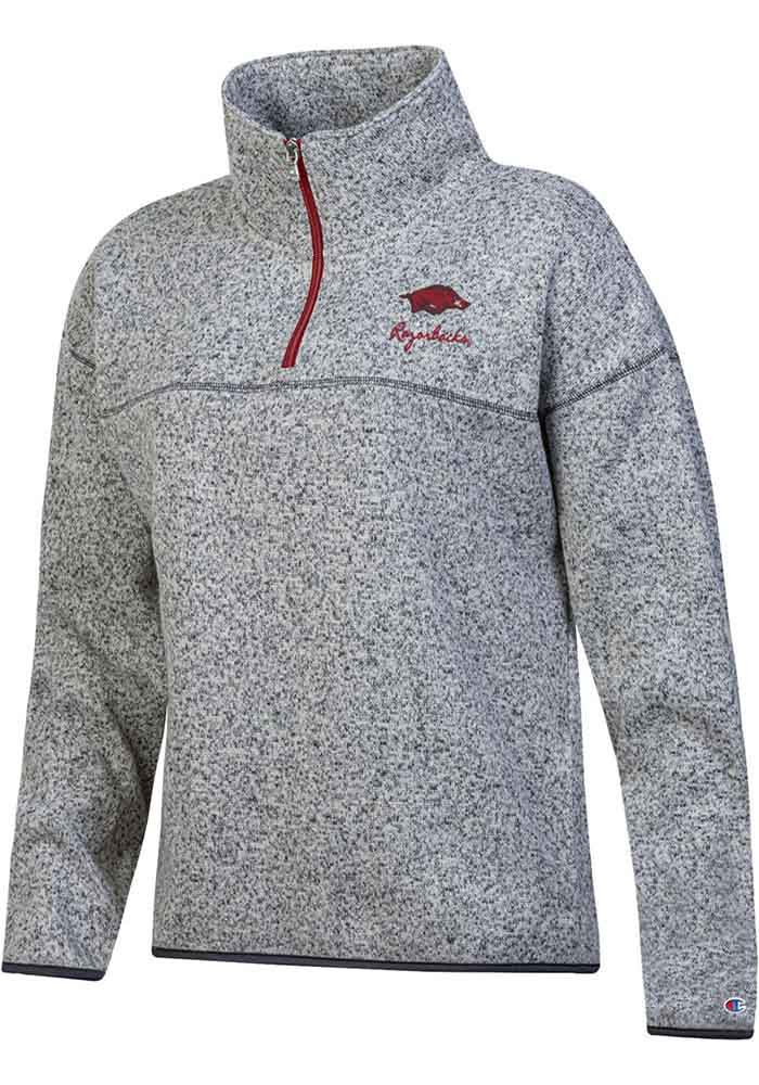 Arkansas Razorbacks Champion Womens GREY Arctic Long Sleeve Qtr Zip ...
