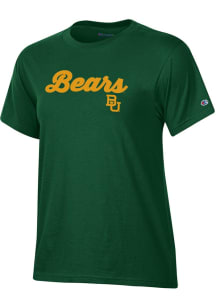 Champion Baylor Bears Womens Green Glitter Short Sleeve T-Shirt