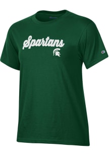 Michigan State Spartans Green Champion Glitter Short Sleeve T-Shirt